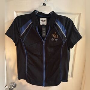 Harley-Davidson Black Short Sleeved Women’s Cotton Embroidered Jacket, Sz XL